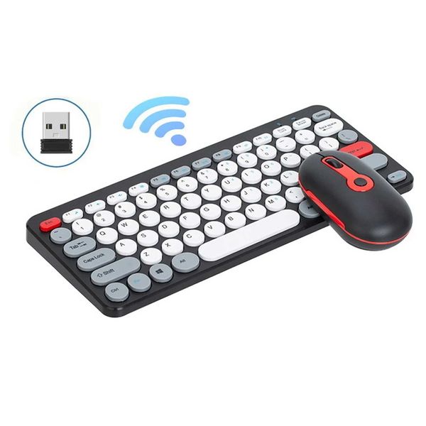 2.4G wireless keyboard and mouse with 78 keys stylish and ultra-thin circular keyboard cover silent and ergonomic keyboard and mouse combina