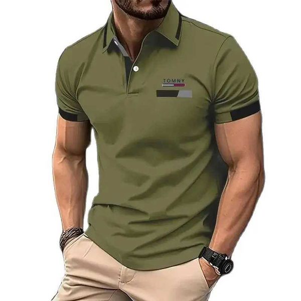 Men&#039;s Polos New High Quality Summer Mens Fashion Casual Polo Shirt Flip Collar Button Business T-shirt Sports Breathable Top TOMNY Q240