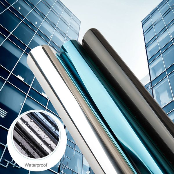 Window Film 10m Sun Protection Silver Window Film One Way Mirror Reflective Solar Tint Pravicy Anti-UV Self-adhesive Glass Building Color 23