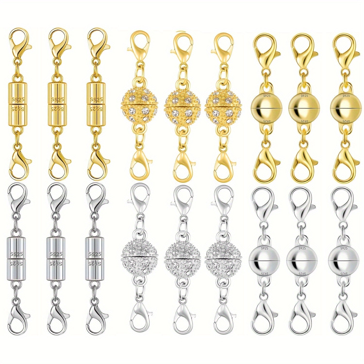 TEMU 18pcs Magnetic Necklace Clasps And Closures With Lobster Clasp, Magnetic Jewelry Extender For Necklaces Bracelets, Easy-to-use For Jewelry