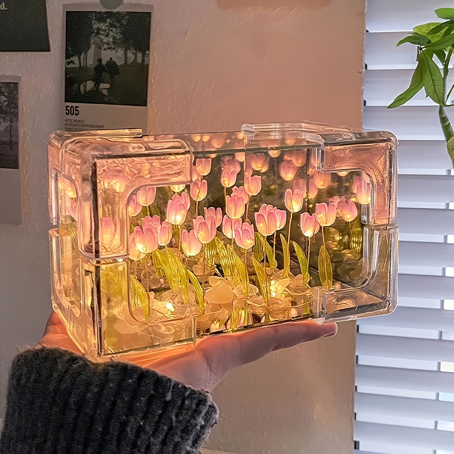 TEMU 30 Flowers- Exquisite Desktop Decorations Diy Night Light, Tulip Sea Of Flowers Diy Full Set Of Materials Packaging Night Light, Sea Of Flowers