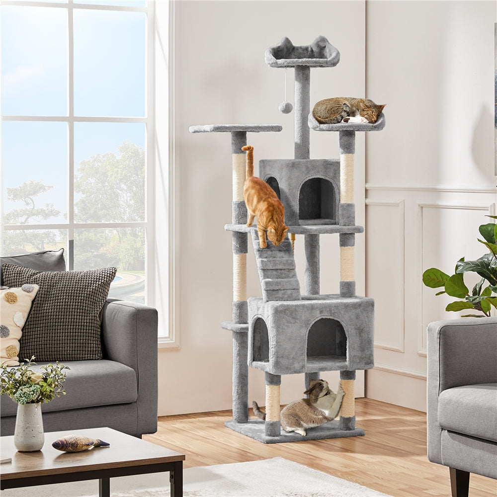 TEMU 72 Height Cat Tree 2 Cozy Condos Scratching Post Cat Tower For Indoor Cats Foam Edge Perch Dangling Ball Ladder Multi Level Cat Tree