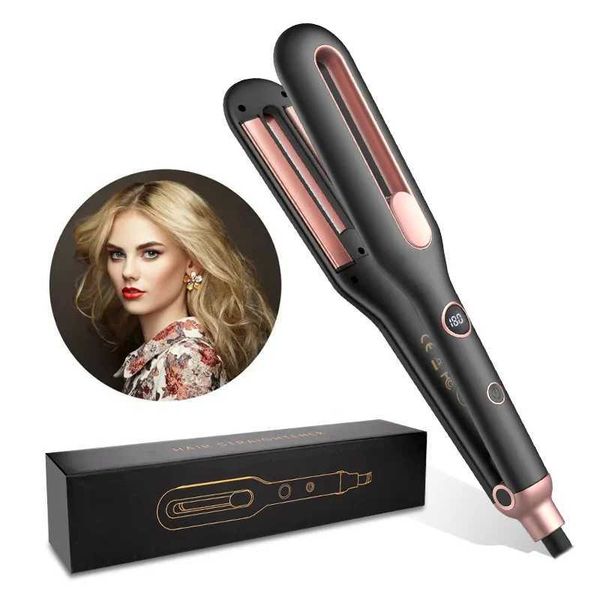 New product 2-in-1 flat steel straightener and curling multi portable ceramic tourmaline straightener flat steel straightener W240807