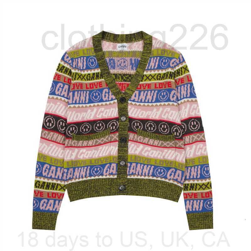 designer 2022 New Womens Sweaters AutumnWinter Danish minority GANNI letter knitting design color yarn wool blend cardigan