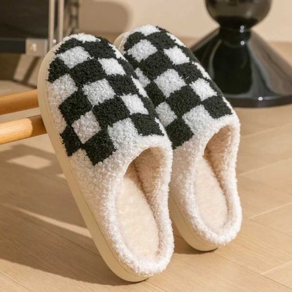 Mens winter plush warm smooth slider thick soft slider indoor bedroom smooth household anti slip shoes Y241023