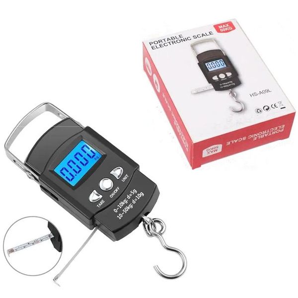 Electronic Digital Fishing Scale 50kg-10g Backlit LCD Display Kitchen Balance Pocket Scale Luggage Weighting Steelyard Hanging Hook Scale Wi