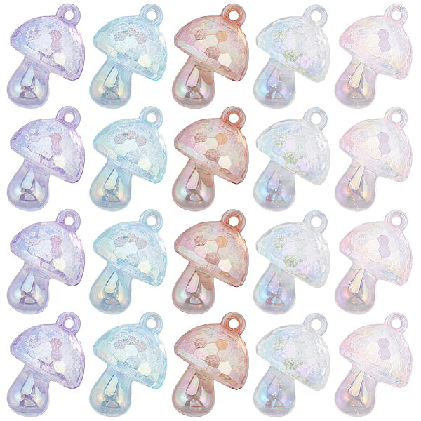 24Pcs 6 Colors Bubble Style Transparent Acrylic Pendants