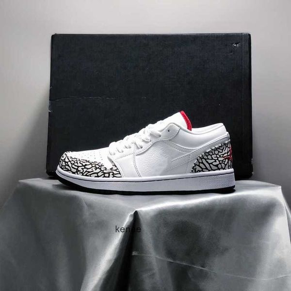 2024 First Publish 1 Phat Low Cement Basketball Shoes 1s White Varsity Red Black Cement-Grey Mens Womens Lifestyle Sportswear