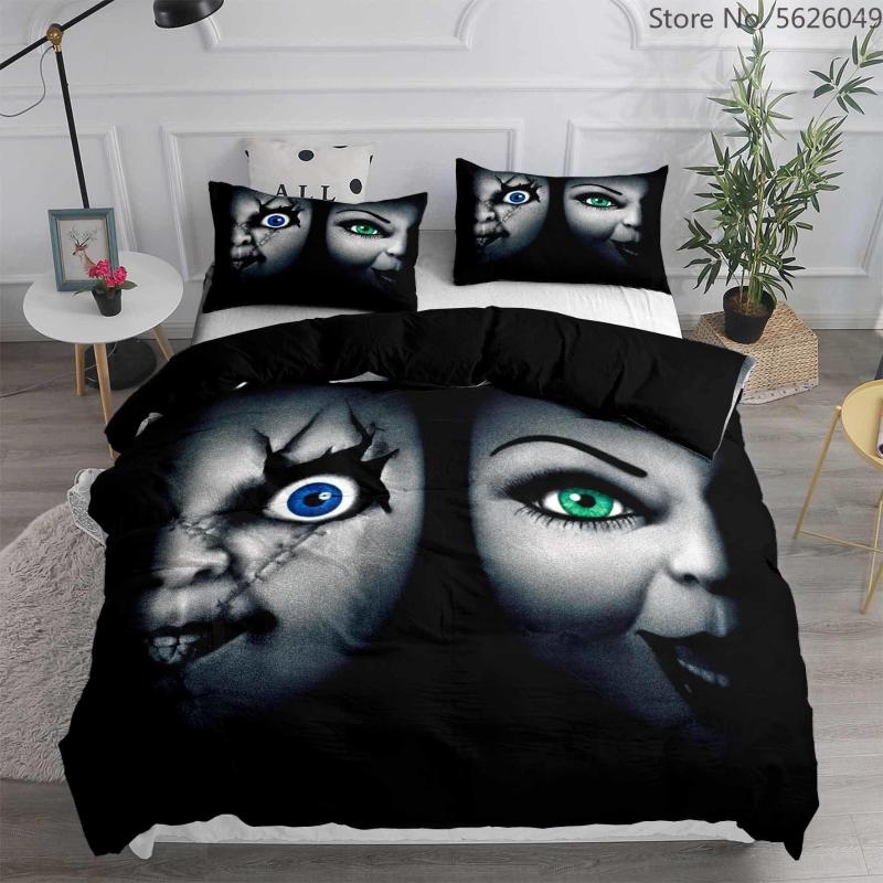 Bedding Sets Horror Doll Set Puppet Child Moive Character Chucky Duvet Cover Christmas Black Eye Bed Queen Size Home Drop