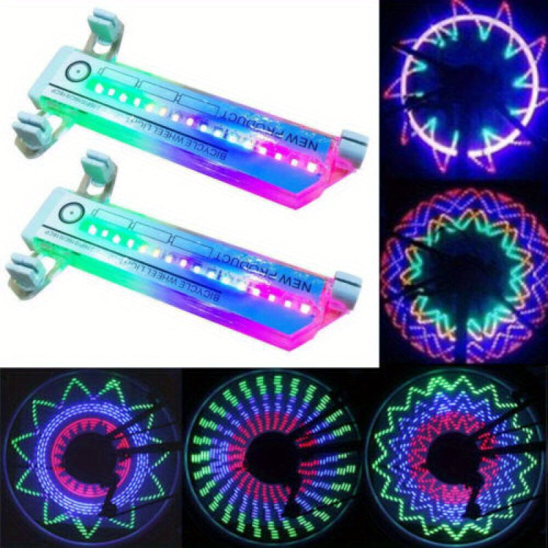 TEMU 2pcs Bike Wheel Light Bicycle Motorcycle Bike Tyre Tire Wheel Lights 32 Led Flash Spoke Light Lamp 32 Different Patterns Change Outdoor Cycling