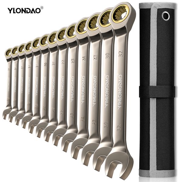 Screwdrivers Ratcheting Combination Wrench Set Metric Chrome Vanadium Steel Hand Tool Sets Universal Key Wrenches Spanner 230724