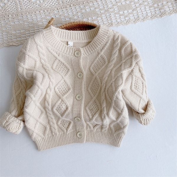 Pullover kids baby girls boys autumn winter full sleeve single breasted solid knitting outwear coat toddler children sweater 3M5Y 220914