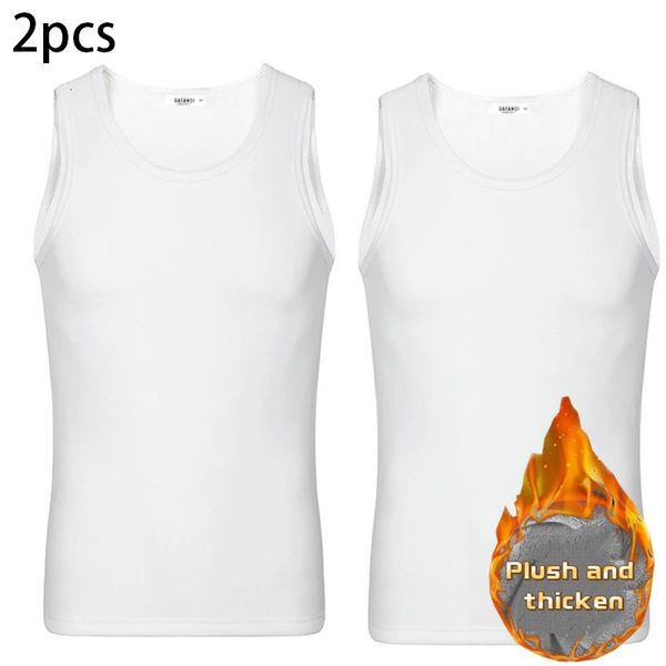 2pcs Men Thermal Underwear Man Sleeveless Vest Autumn WinterThermo Lingerie Mens Warm Top Thickening Thermo Vest Undershirt 250210