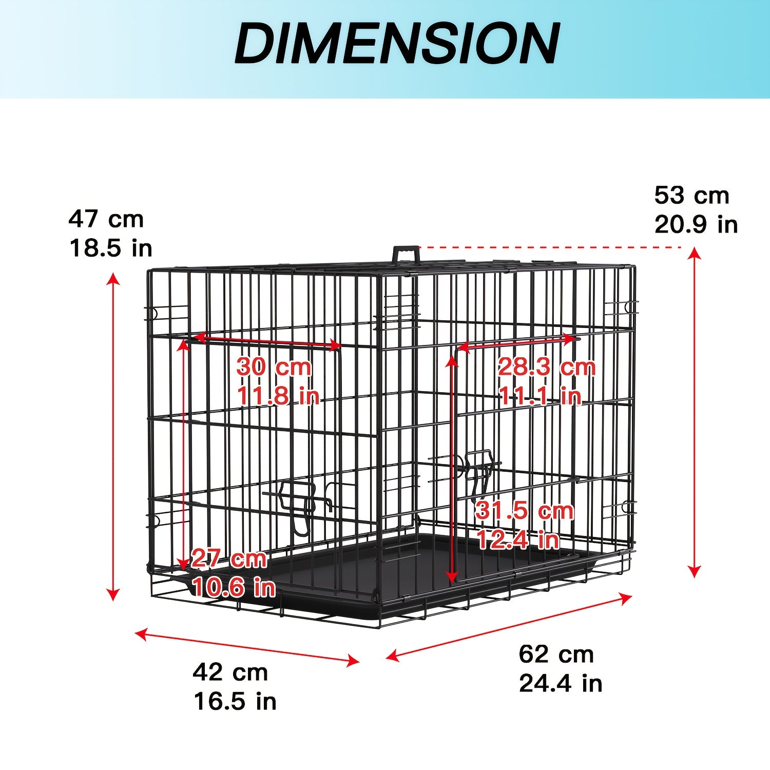 TEMU Foldable Metal Dog Crate For Small Dogs & Puppies - Heavy-duty Kennel Cage With Leak-proof Plastic Pan, Divider Panel & Tray - Indoor-outdoor