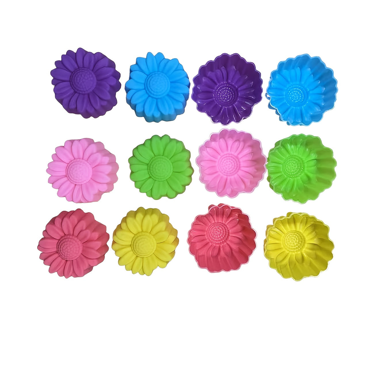 TEMU 12pcs Silicone Daisy Mold Set, 3d Flower Candle Aromatherapy Wax Molds, Plaster Clay Crafting Molds, Resin Casting Molds With Assorted Colors