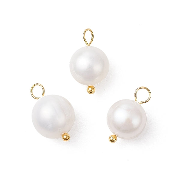 Charms redondos de perlas naturales cultivadas de agua dulce