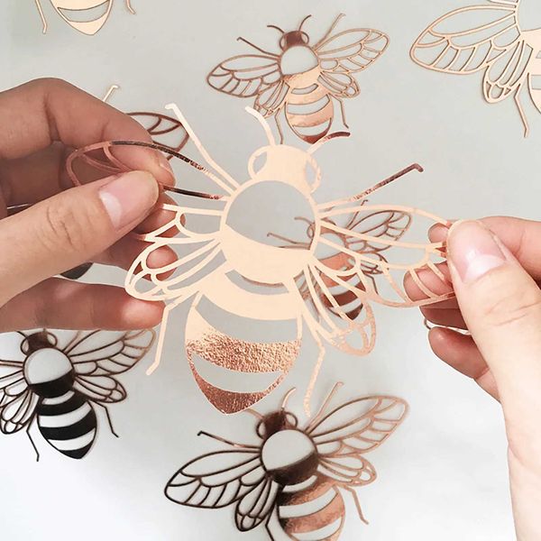 12PCS Hollow Bee Wall Stickers Home Decoration Festive Party Arrangement Cardboard Home Decoration Window Decals Home Decor Y240730