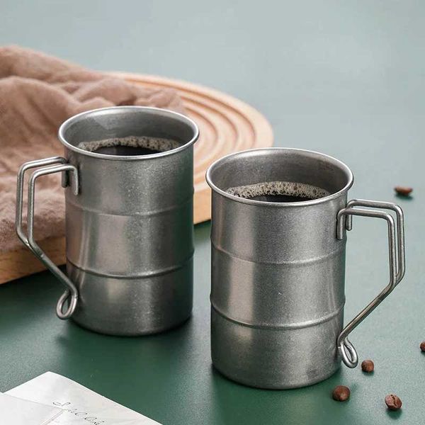 304 Stainless Steel Mug Creative Beer Cup Retro Industrial Style Coffee Cup Outdoor Camping Water CupM240803