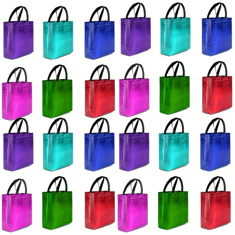 TEMU 24pcs Hot Mixed Colors Gift Bags Reusable Gift Bags With A Glossy Finish - Perfect As Pink Goodie Bags Birthday Bags Party Favor Bags Pink Blue