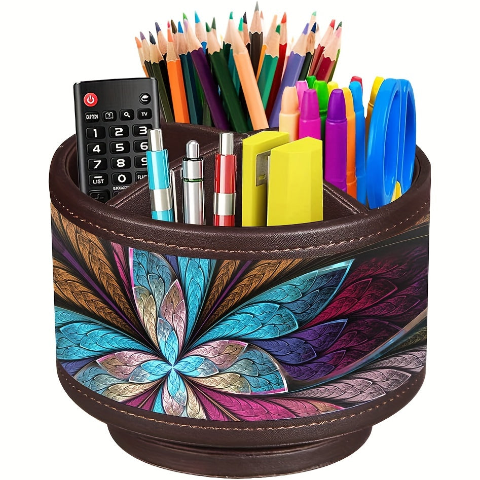 TEMU Pencil Case With 4 Compartments, Pu Leather Versatile Desktop Storage Box-remote Control Holder-independent Storage Pen Holder For Art Supplies,