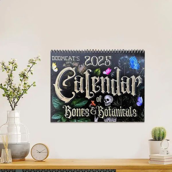 Goth Calendar Bone Plants 2025 Wall Calendar Colorful 2025 Wall Calendar With 12 Illustrations Gothic Art Decoration Monthl 241204