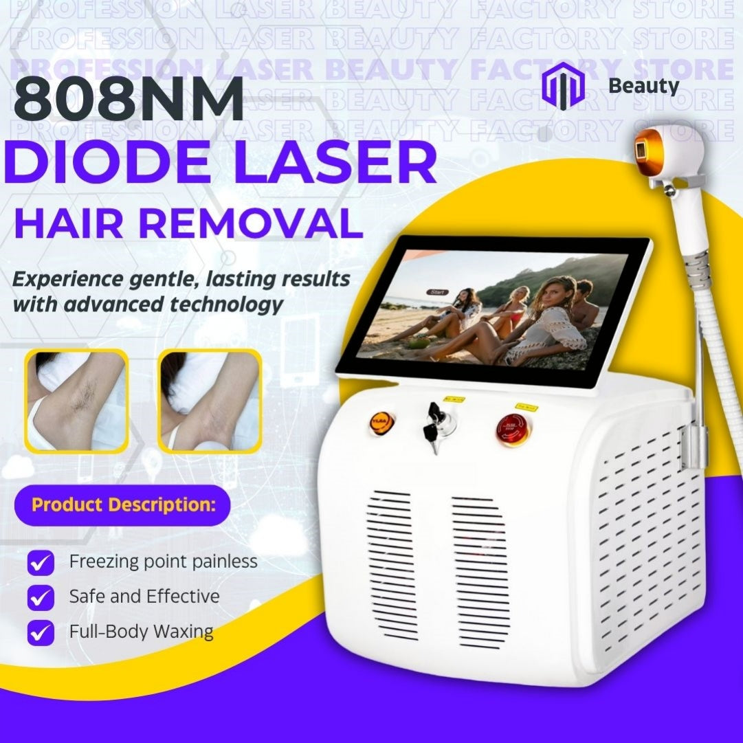 808nm Diode Laser Hair Removal Device Triple Wavelength Ice Handle Painless Permanent Hair Reduction For Face Legs Arms Bikini Use