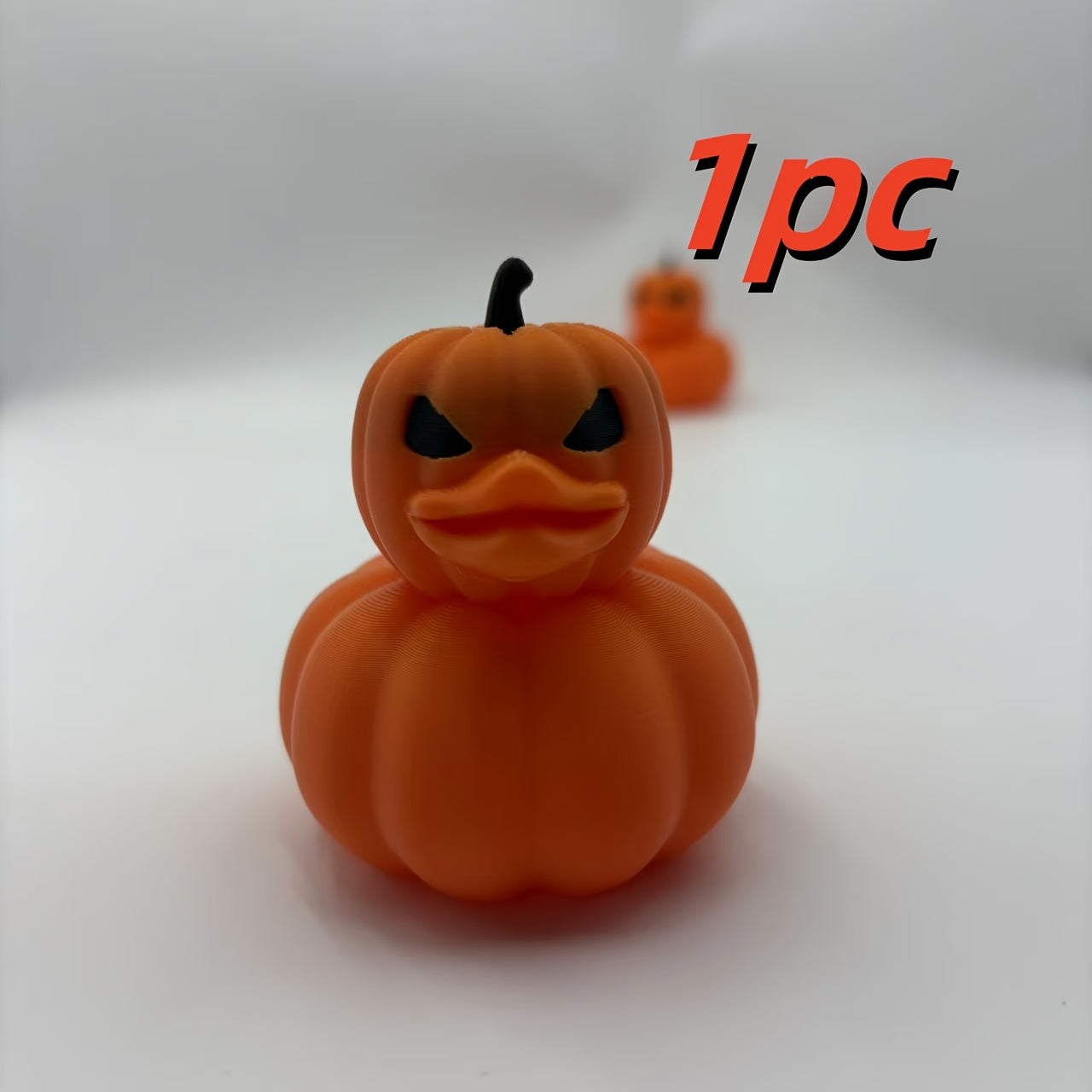 TEMU 1pc Cute Duck-shaped Pumpkin Figurine - Plastic Orange & White -style Halloween Decoration, Mini Duck Statue For Tabletop, Mantel, ' Party, -