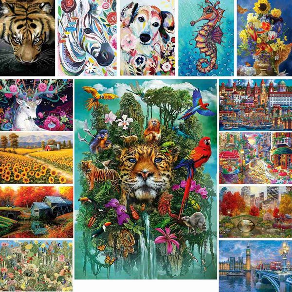 Puzzles Top Quality 3D Jigsaw Wooden Puzzles Animal Shape Board Games Adults Kid Toys Gifts Family Interactive Puzzles Home DecorationL23102