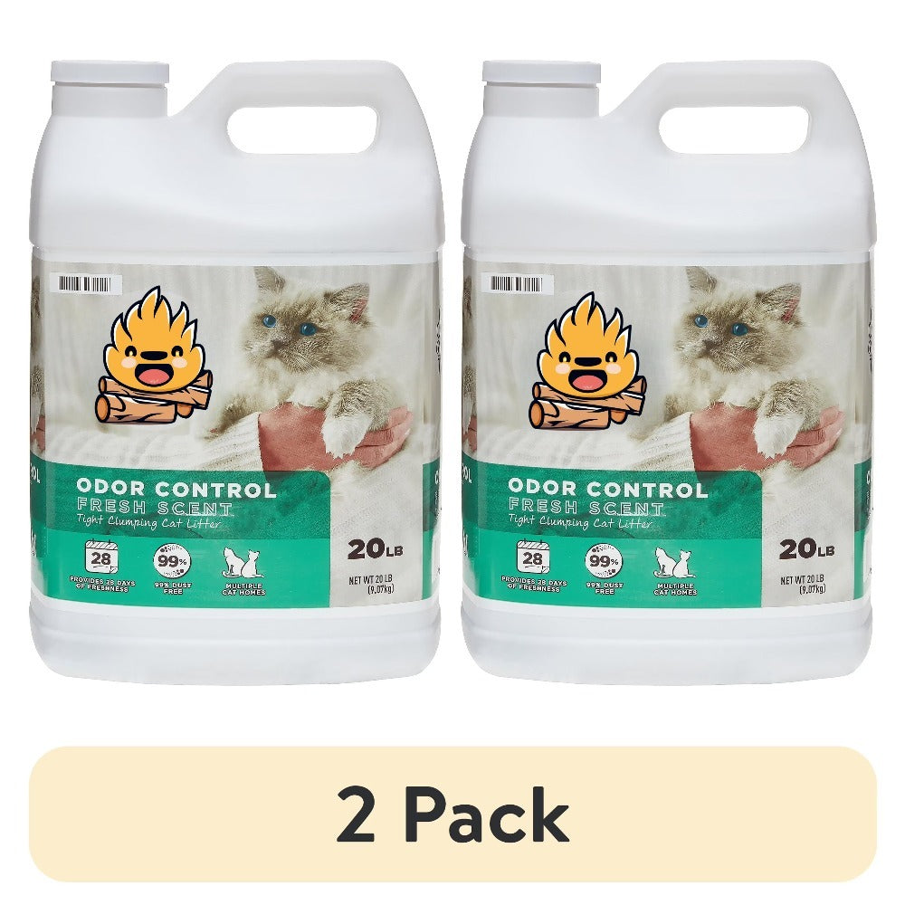 TEMU 2 Pack Dengling Scoopable Tight Clumping Cat Litter - 99% Dust-free, Heavy-duty , , 20 Lb Bulk (40 Lbs Equivalent) With Easy-pour Handle &