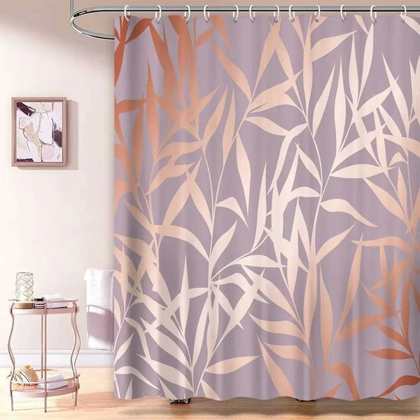 Rose Gold Shower Curtain Gold Tropical Leaves Modern Luxury Bathro Shower Curtains Fabric Bath Curtain Set withT250122