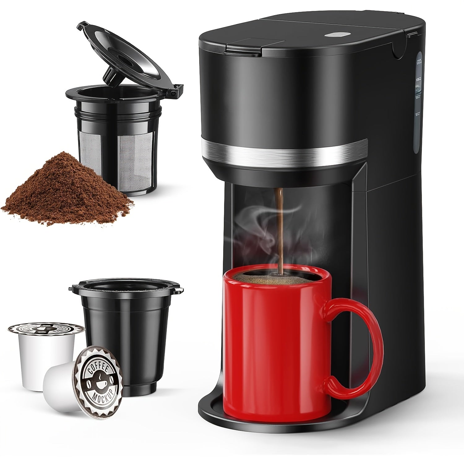 TEMU Single Serve Coffee Maker With Pod & Ground Coffee , 6-12oz Large Water Tank, Fast Brew Technology, Automatic Shut-off, Operation, Removable