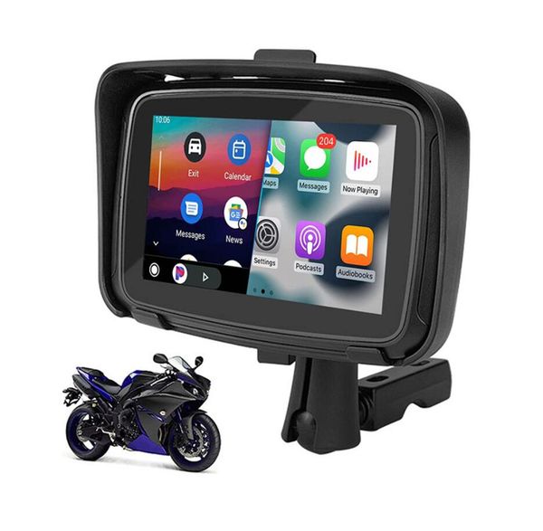 Inch 5 Portable Motorcycle Carplay IPX7 Waterproof Monitor For Wireless Carplay GPS Navigation Moto Screen Android Auto Car Play Video