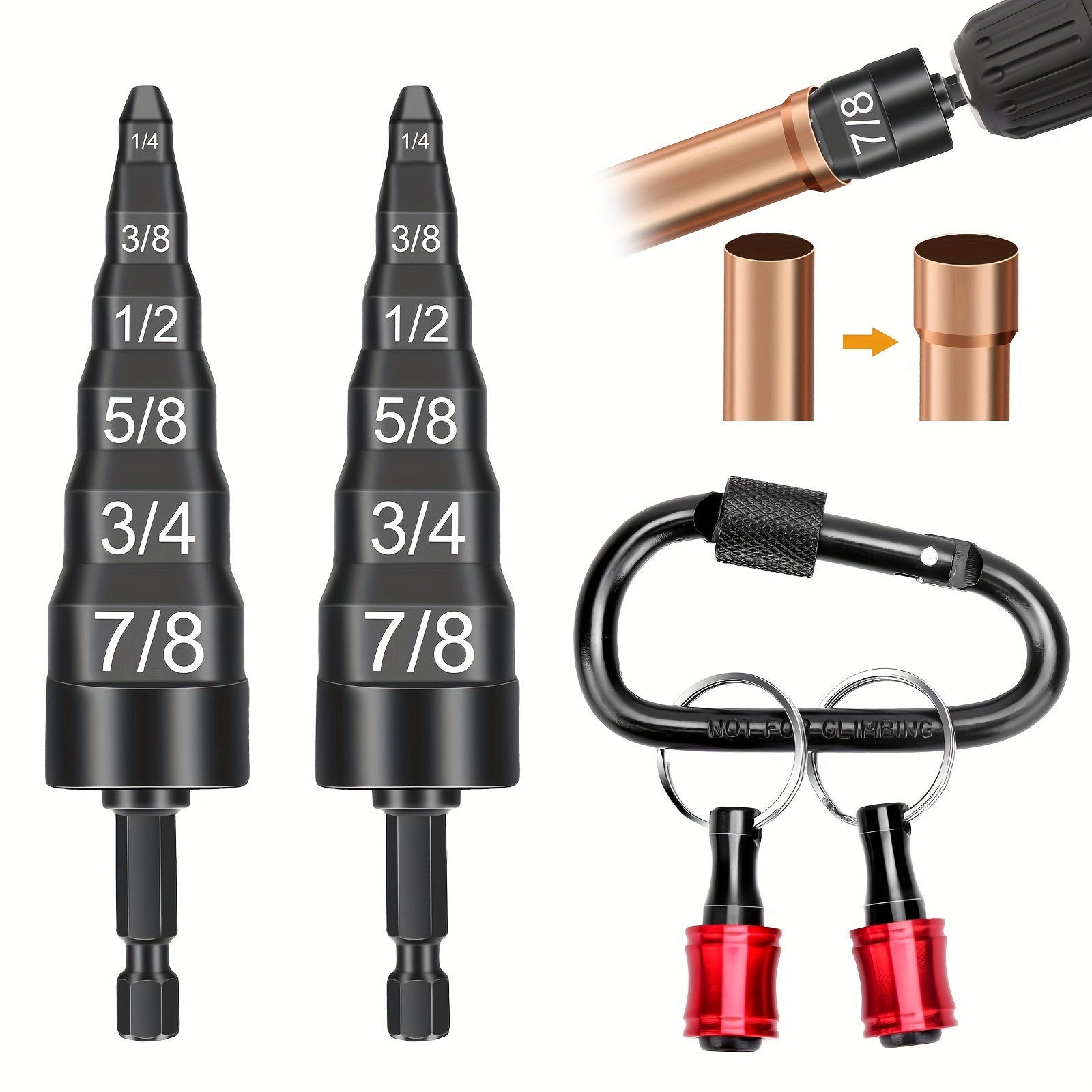 TEMU Hvac Repair Tool Set With Bit Holder, Air Conditioner Copper Pipe Tube Expander, Swaging Drill Tubing Set, 1-4", 3-8", 1-2", 5-8", 3-4", 7-8"