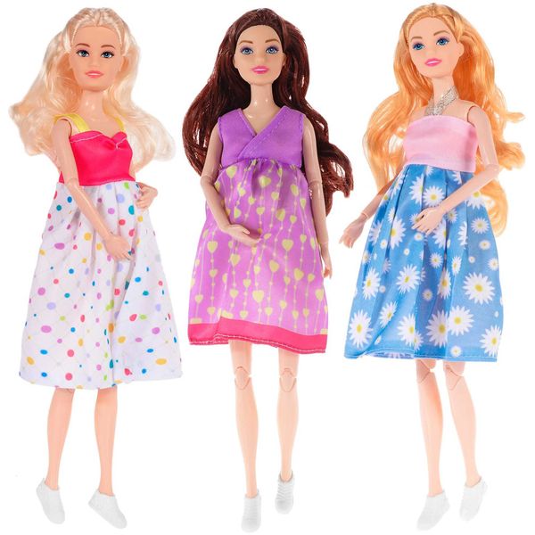 3-Pack 11.5 inch Pregnant Dolls - Fashion Dolls with Interchangeable Pregnant and Normal Bellies - 3 Dolls 3 Dresses 3 Babies Y250116