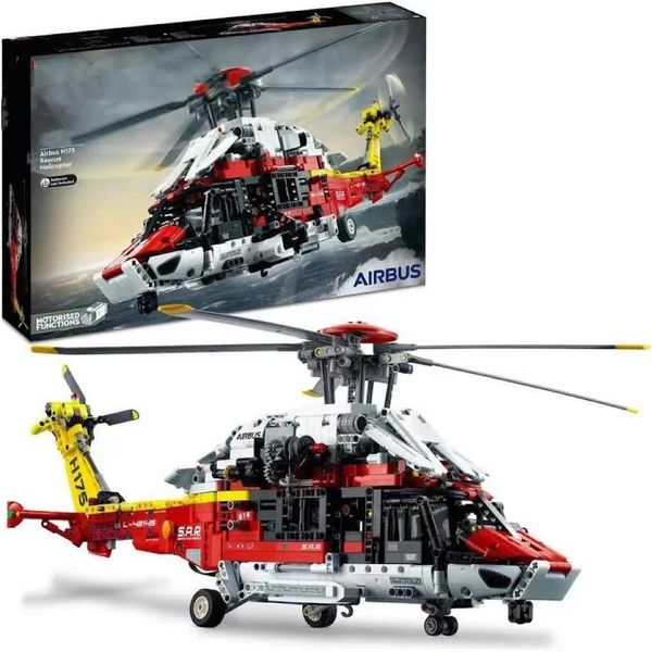 Blocks Blocks 42145 Airbus H175 Rescue Helicopter Education Model Building Kit suitable for children with rotating rotor motor function H241