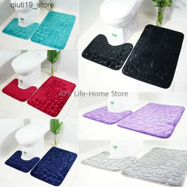 Bath Mats 2-piece-set funnel pebble bathroom anti slip carpet mat toilet carpet new bathroom mat set J241206