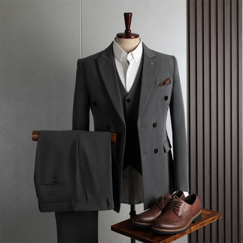K255 Slim Fit Three Piece Business Casual Wedding Suit for Men - Professional Attire