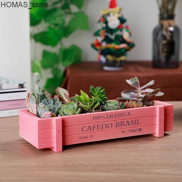 Planters Pots Vintage Wood Planter Box Garden Yard Micro Landscape Flower Succulent Container Plant Pot Pots De Jardin Garden Accessories L2
