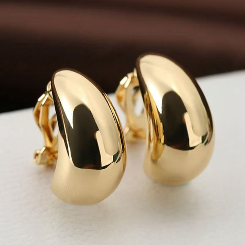 TEMU 2pcs Fashion Earrings Water Drop Ear Clips No Ear Punch Simple Glossy Ear Decoration