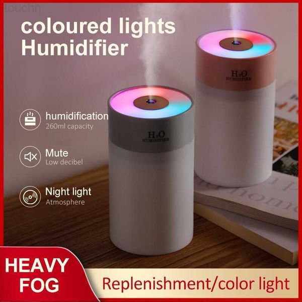 Humidifiers Luminous Humidifier Household Desktop Small Water Supplement Spray Air Humidification Usb Car Portable Night Light 260ml L230914