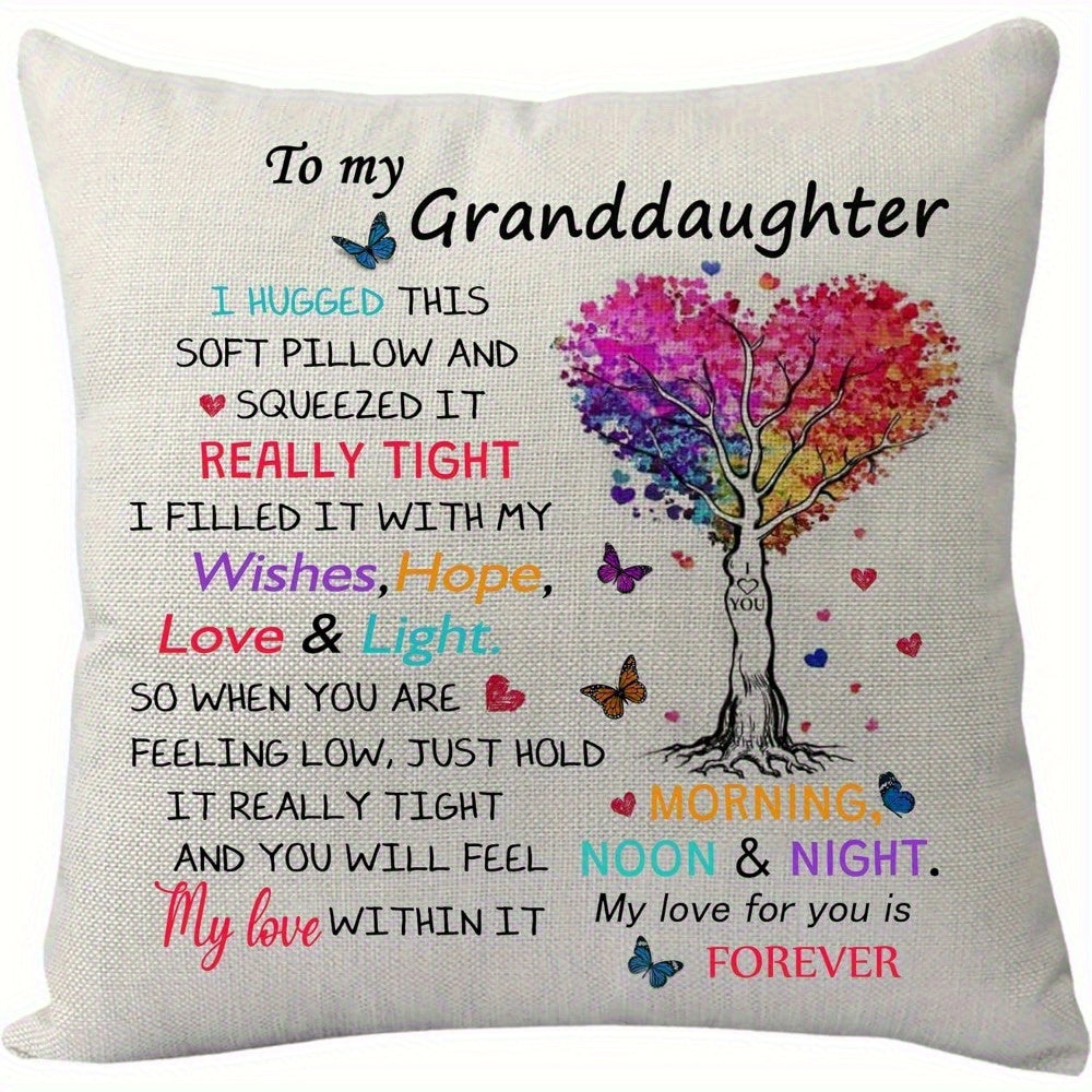 TEMU Granddaughter Birthday Or Father's Day Gift Pillowcase - Message Pillow Cover With Envelope Closure, Floral Design In