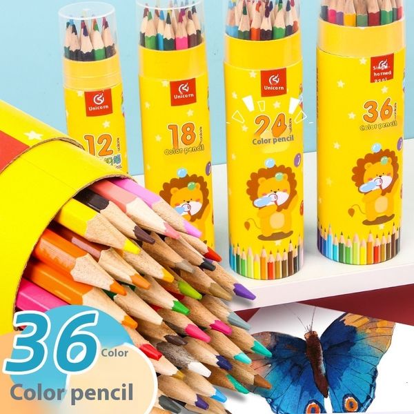 Barrel lead set for students to draw pencils, 12 24 36 colors, painted children&#039;s colored pencils