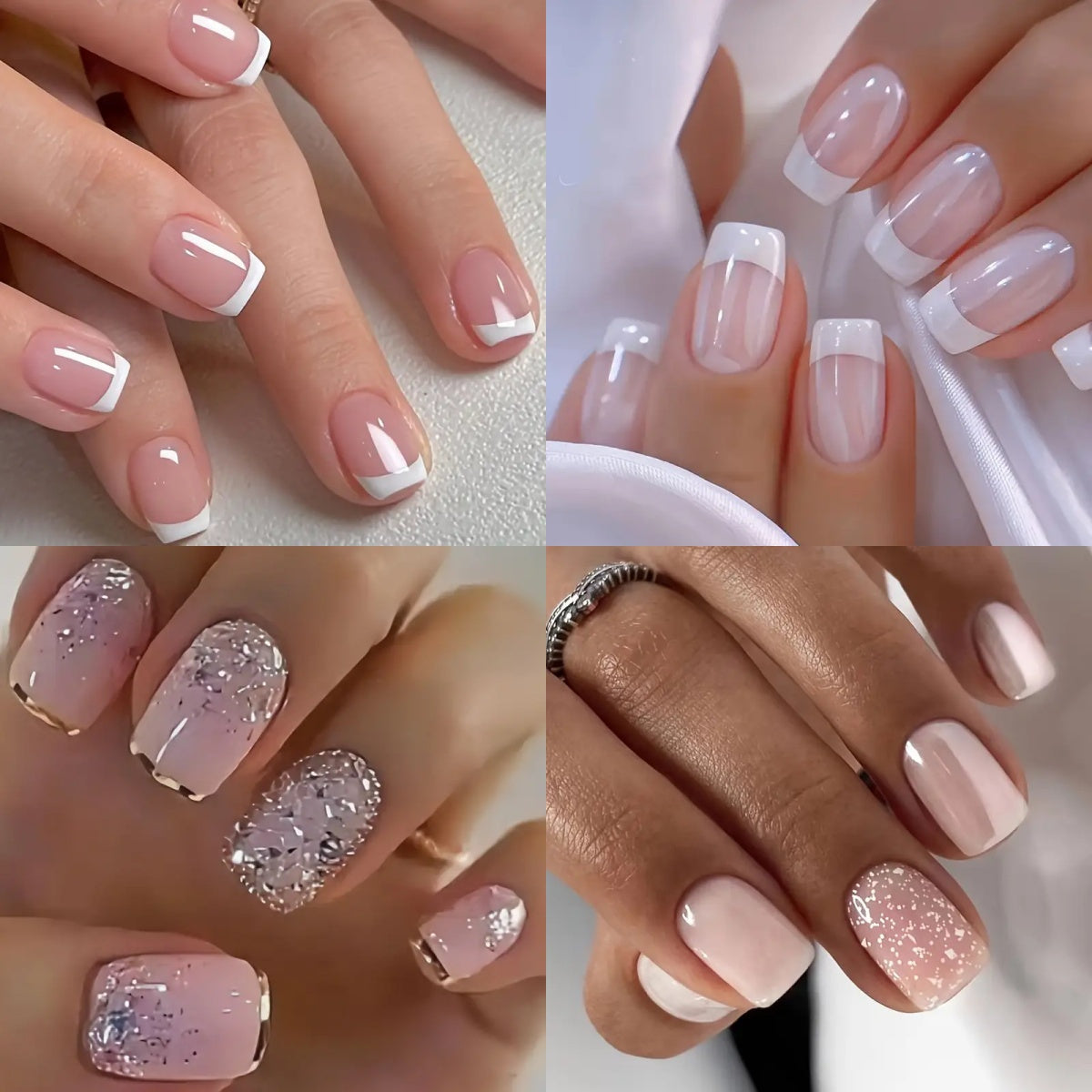 TEMU 96pcs Square Pressed Nails, Mixed , Medium Length, Solid Color And Gradient Pattern, Glossy Surface, And, Removable Nail Stickers, Women's Nail