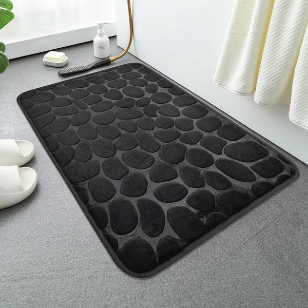Cobblestone Embossed Bathroom Bath Mat Non-slip Carpets In Wash Basin Bathtub Side Floor Rug Shower Room Doormat Memory Foam PadC241227