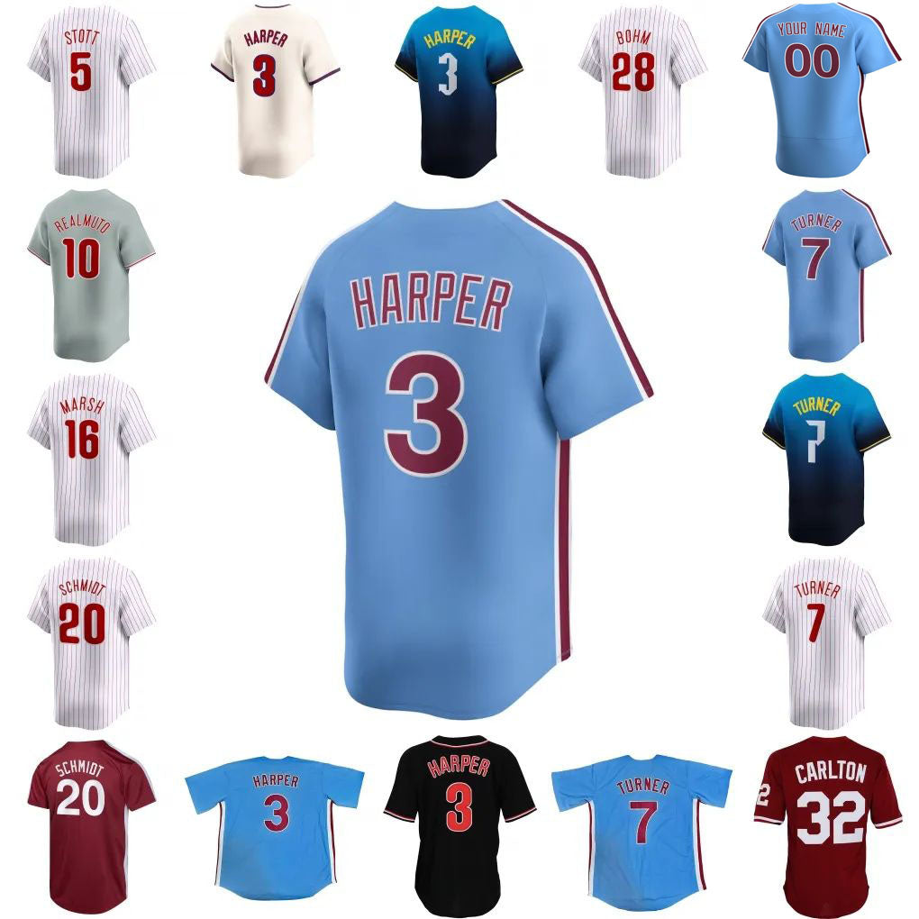 Jhoan Duran 3 Harper Baseball Jersey Trea Turner Kyle Schwarber JT Realmuto Alec Bohm Bryson Stott Nick Castellanos Zack Wheeler Brandon Marsh Aaron