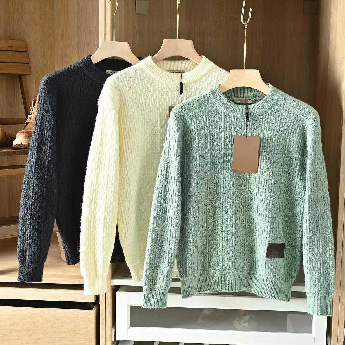 Bb winter mens wool sweater burb designer sweaters men women knitting pullover coat 3d embroidery long sleeved sweatshirt
