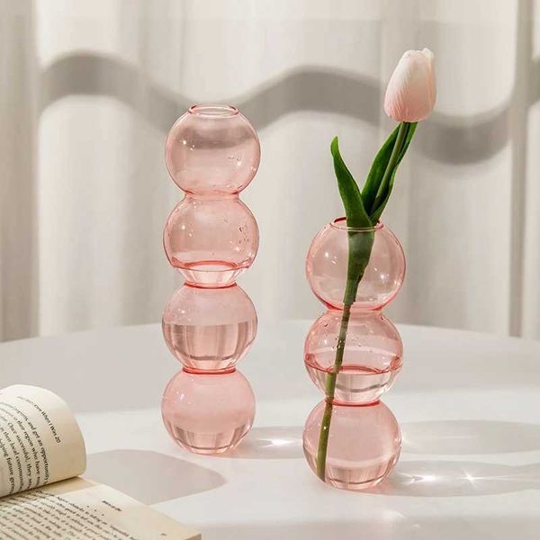 Vases Clear Glass Flower Vase Bubble Pot Hydroponics Vase for Flowers Dry Flower Arrangement Bottle Vase Decoration Home Room Decor H250116