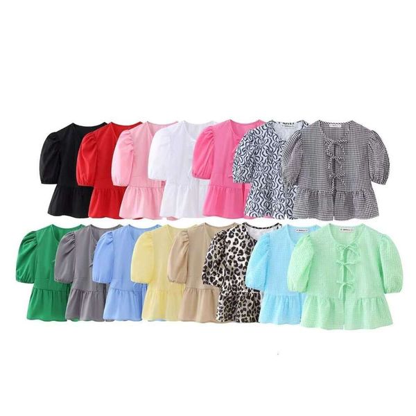 Spring European and American Women&#039;s Street Short Strap Bubble Sleeve Top W03 4528 2024 New Casual Versatile Fashion Clothing