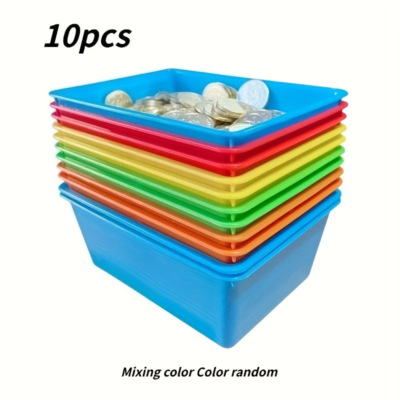 TEMU 10 Colored Plastic Storage Boxes, Small Storage Boxes, - Durable Pp Material, Versatile For Tools, Educational Supplies, Building Materials,