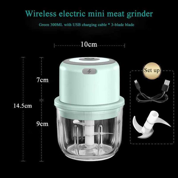 Garlic chopper 300ML portable USB charging meat slicer vegetable chopper kitchen tool electric kitchen food chopper W241225